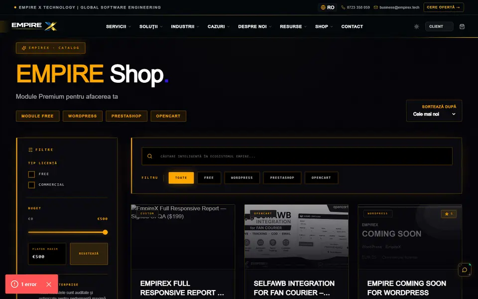 Ecosistemul EmpireX Ultra & Operations pentru magazine online