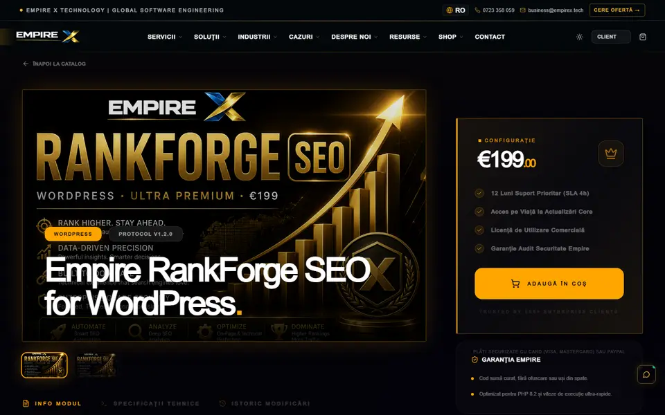 RankForge, SchemaForge și LinkForge: suită modulară pentru SEO tehnic