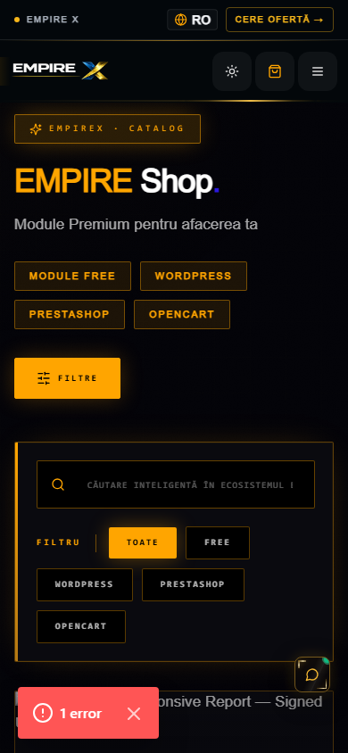 Produs EmpireX Tech — EmpireX Storefront Essentials: module compacte pentru experiența magazinului — mobile