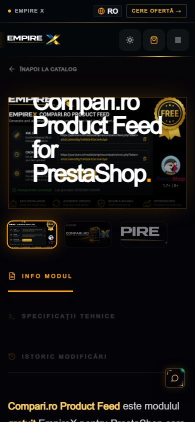 EmpireX Tech — Multi-Feed Pro și feed-uri Compari pentru distribuția automată a catalogului — mobile