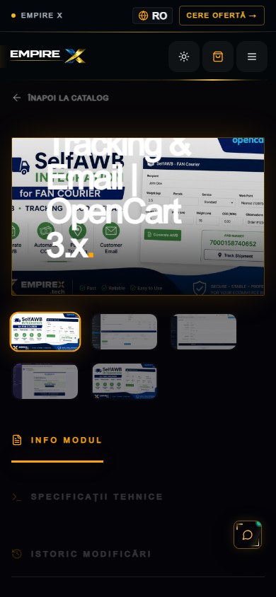 EmpireX Tech — SelfAWB / FAN Courier on OpenCart 3 — AWB, tracking and email — mobile