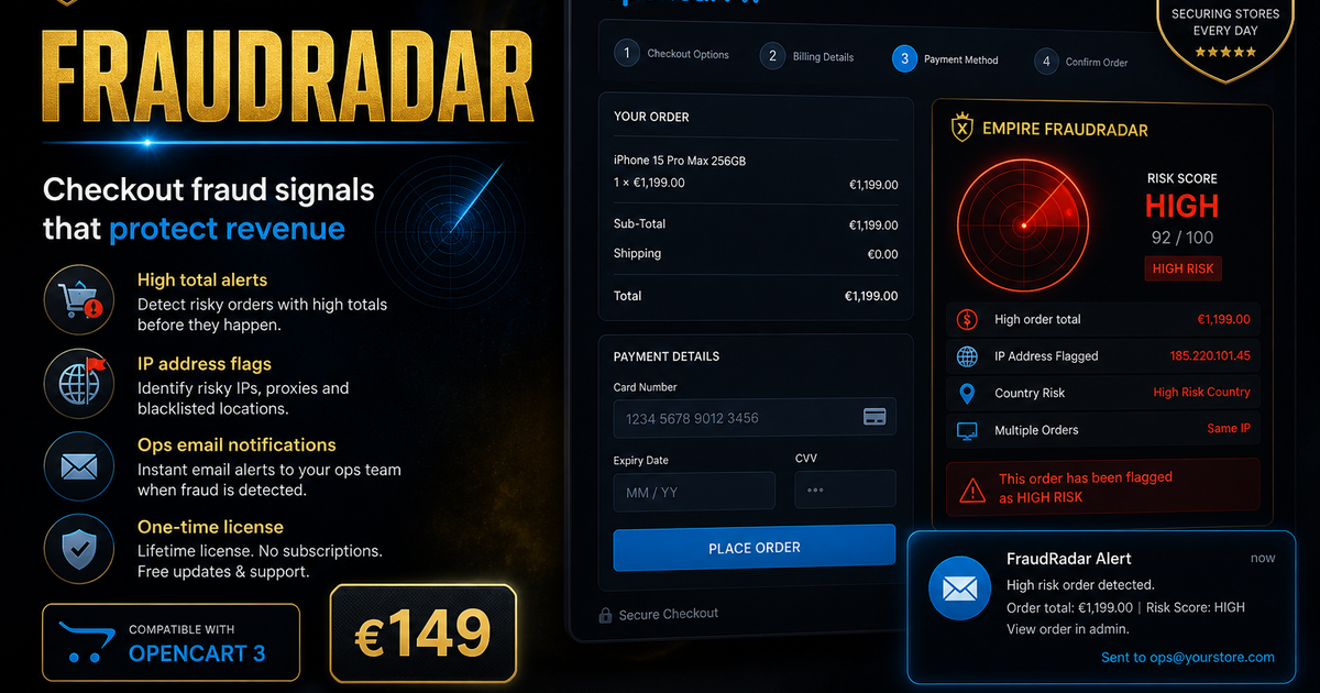 Empire FraudRadar for OpenCart 3