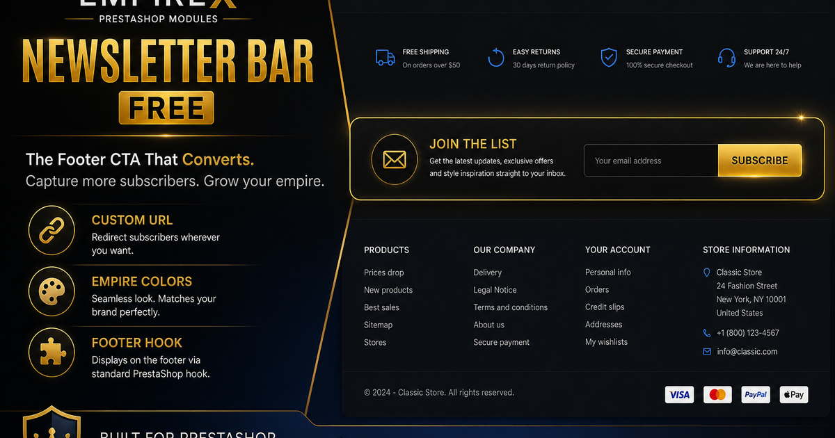 Empire Newsletter Bar for PrestaShop