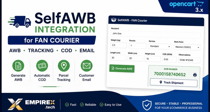 SelfAWB Integration for FAN Courier – AWB, Tracking & Email | OpenCart 3.x