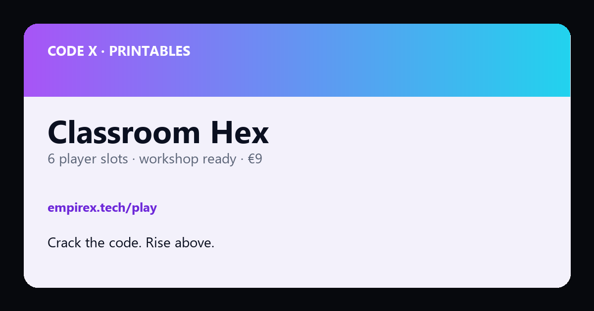 CODE X Classroom Hex — €9