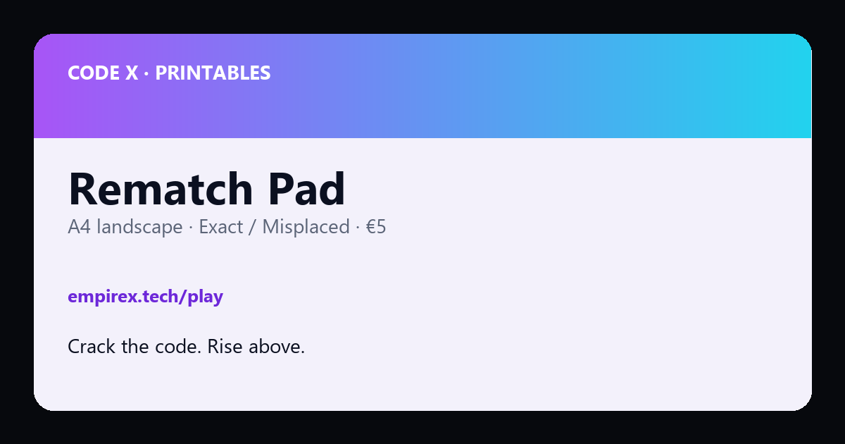 CODE X Rematch Pad — €5