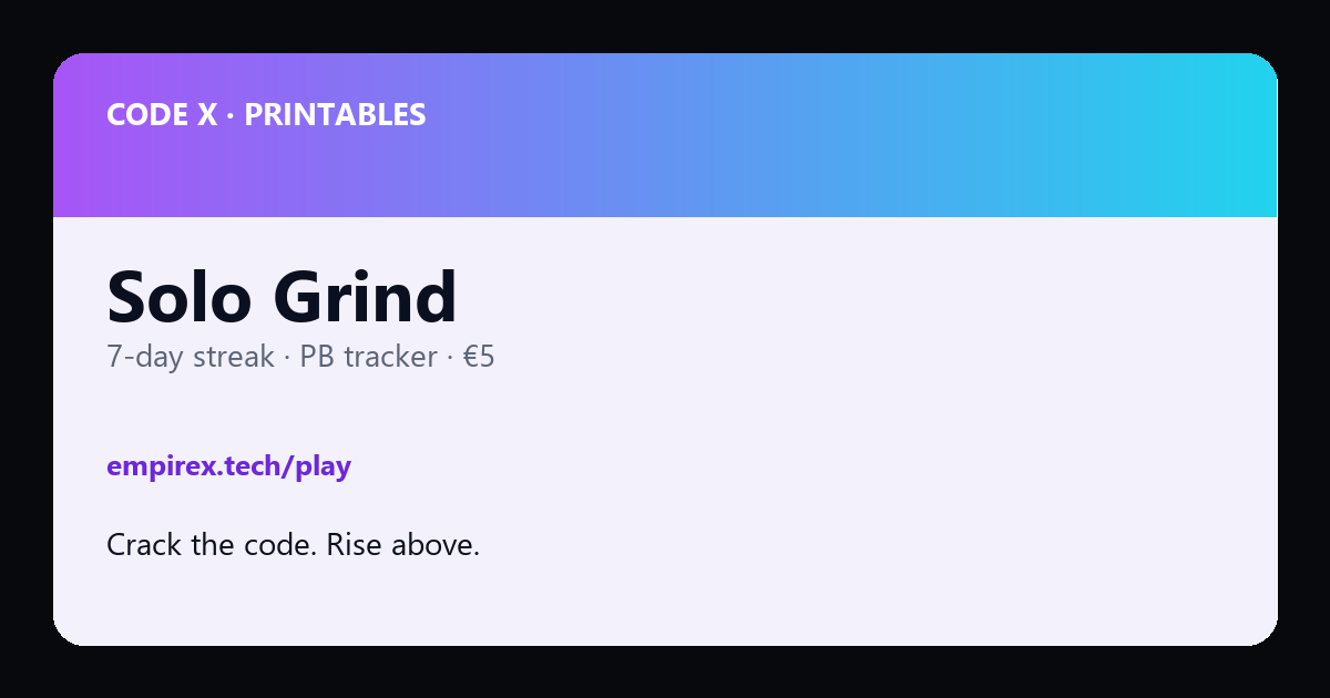 CODE X Solo Grind Tracker — €5