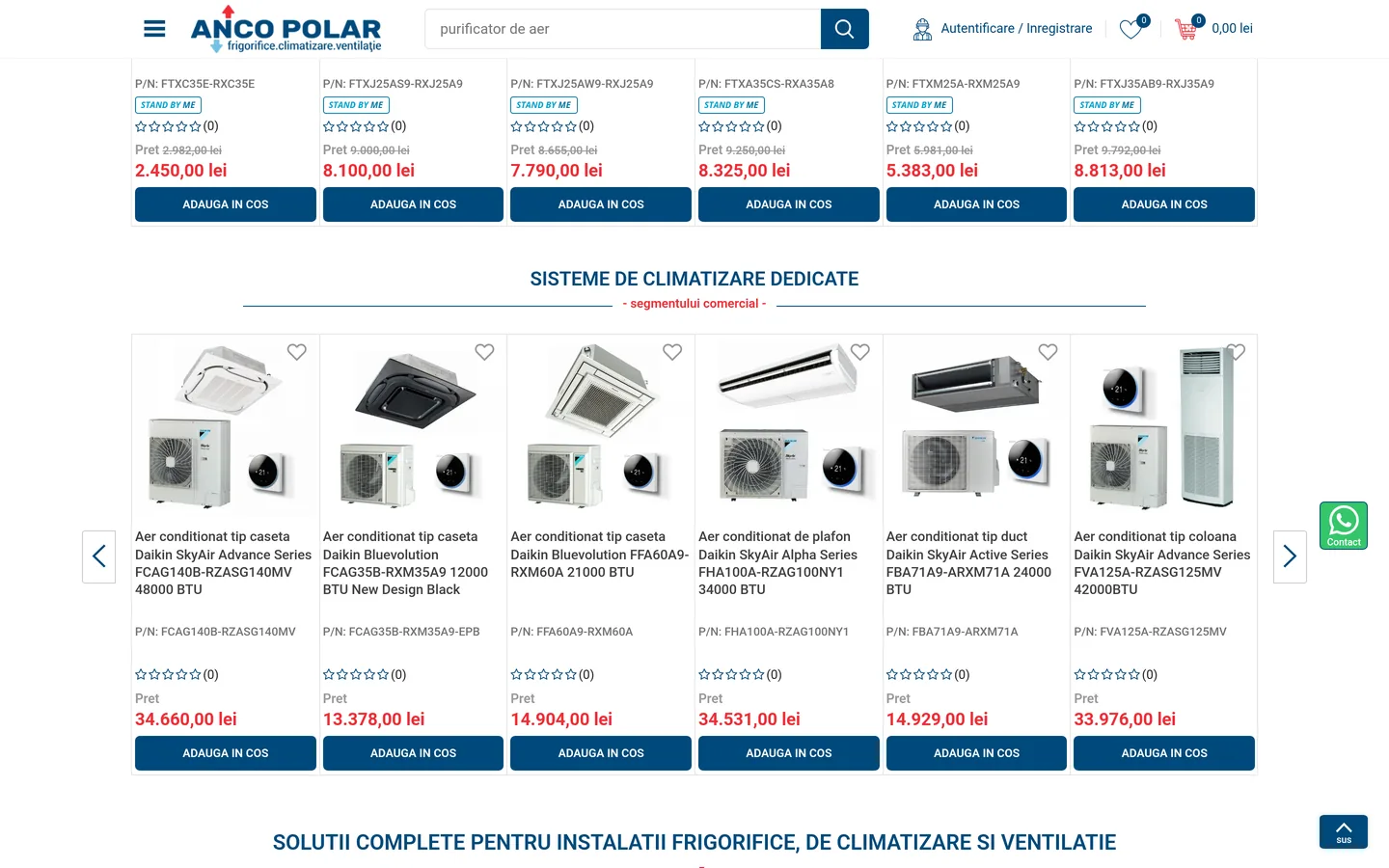 Anco Polar — WooCommerce — Gama de climatizare