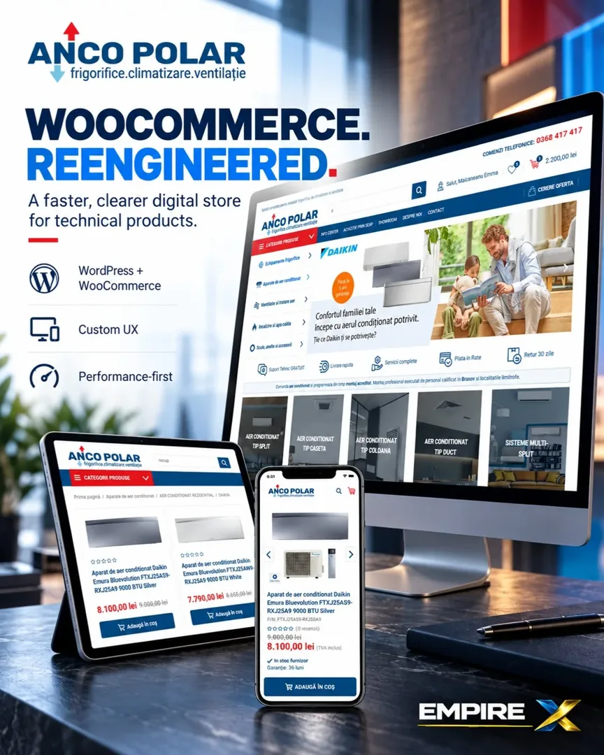 Anco Polar — WooCommerce — proiect realizat de EmpireX
